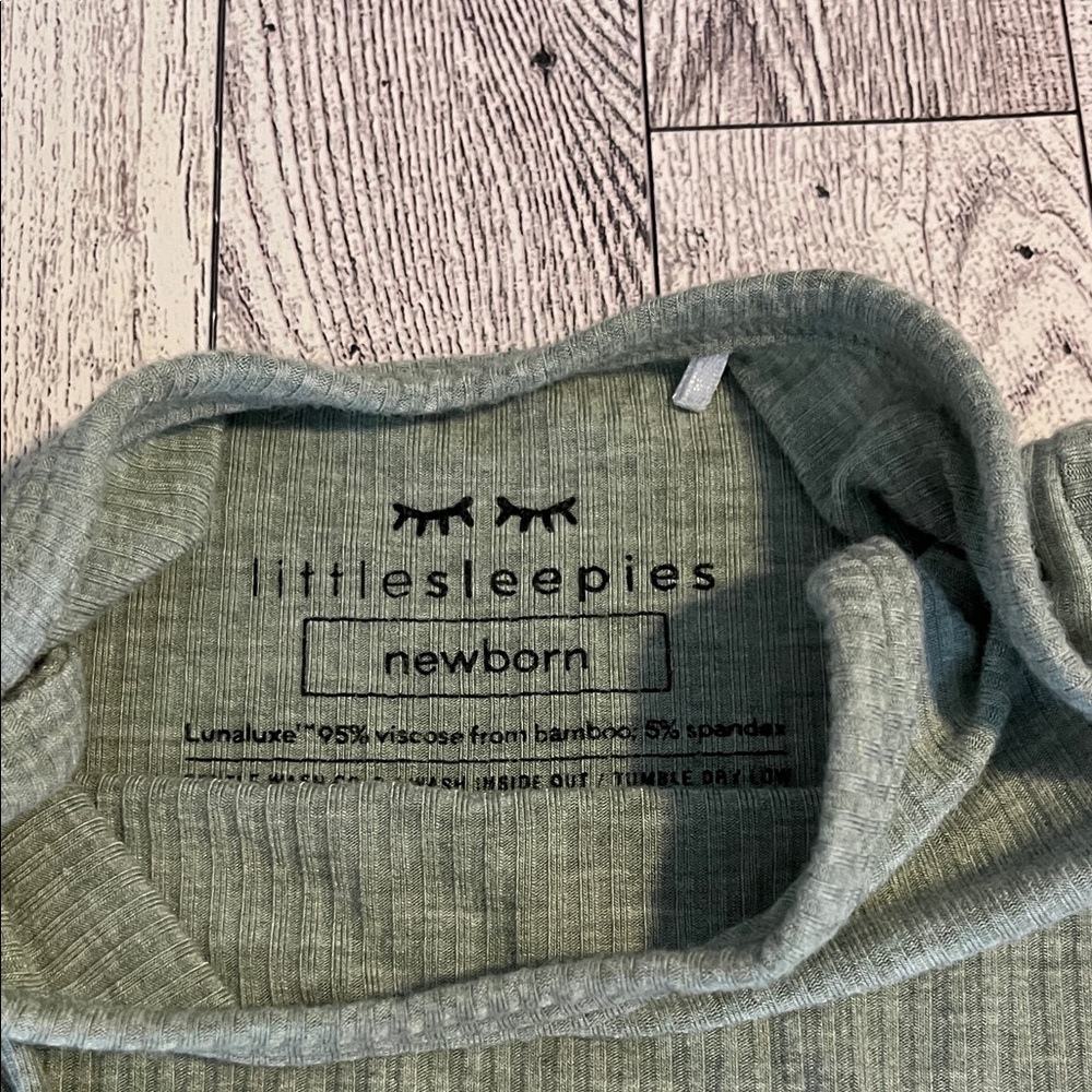 Little Sleepies Heather Sage Ribbed Gown - Picture 2 of 3